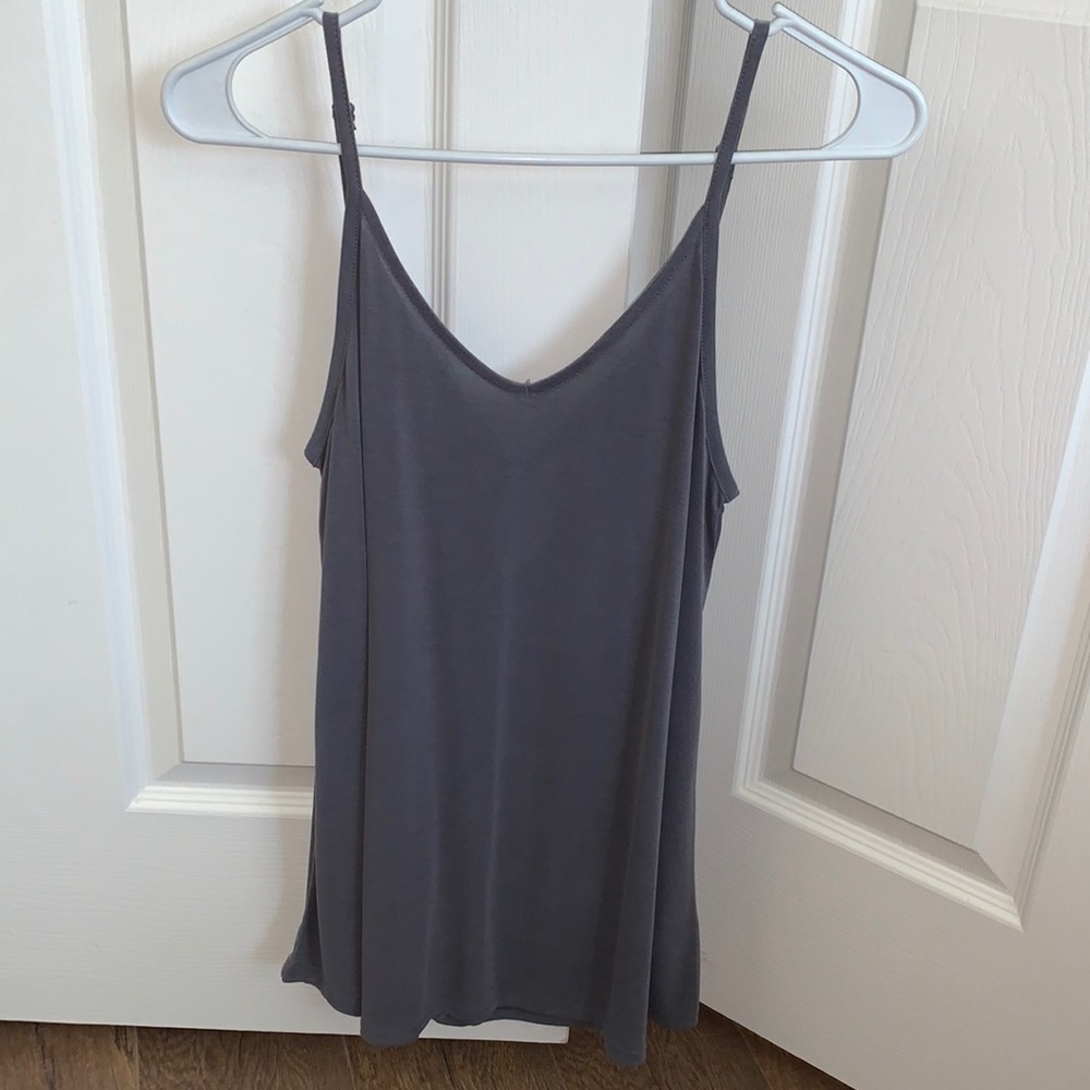 Gray Flowy V-Neck Tank